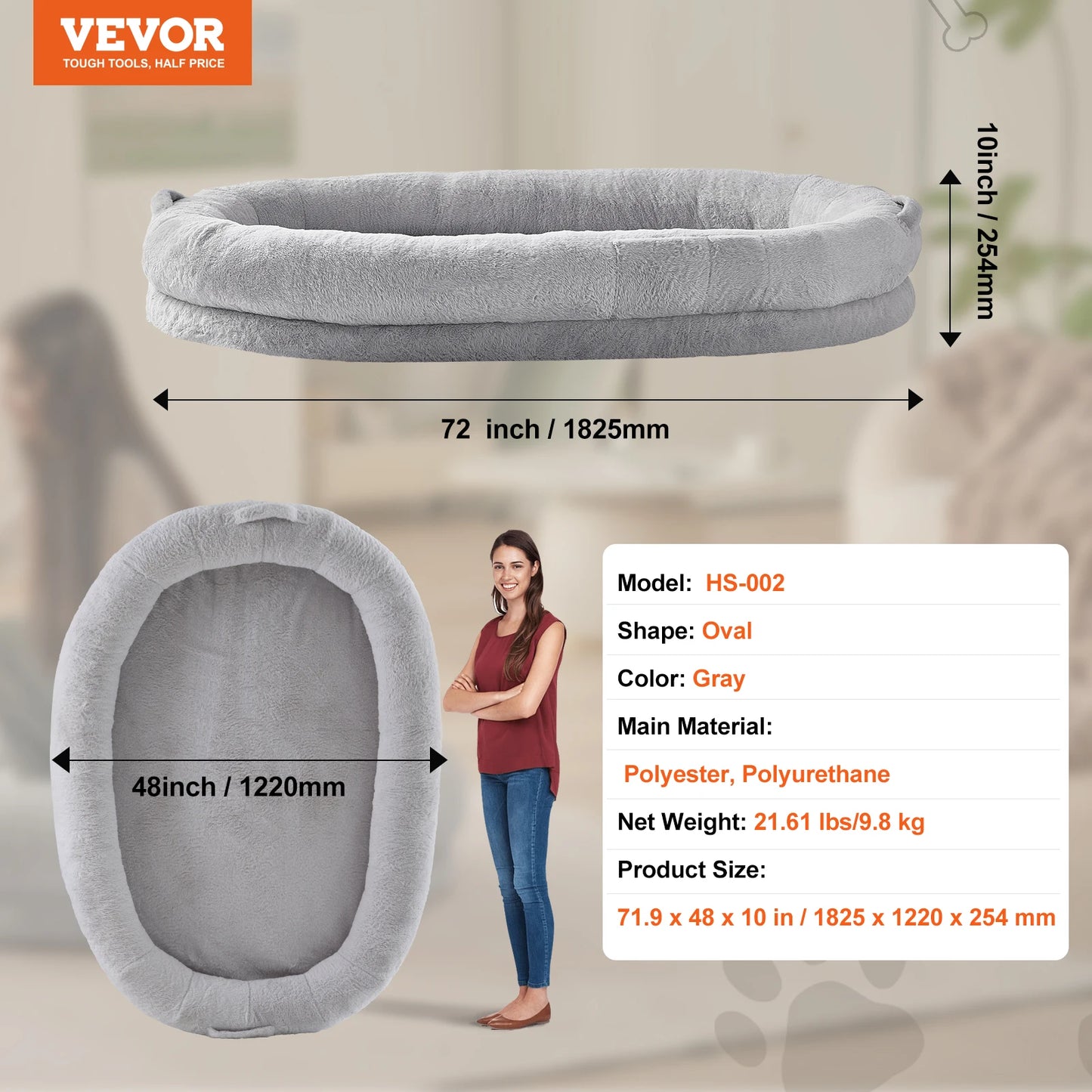 Large Dog Bed - Orthopedic Foam