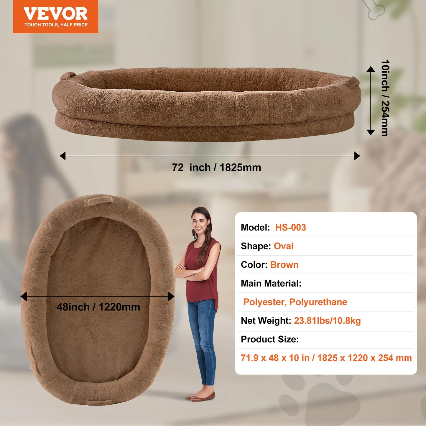 Large Dog Bed - Orthopedic Foam